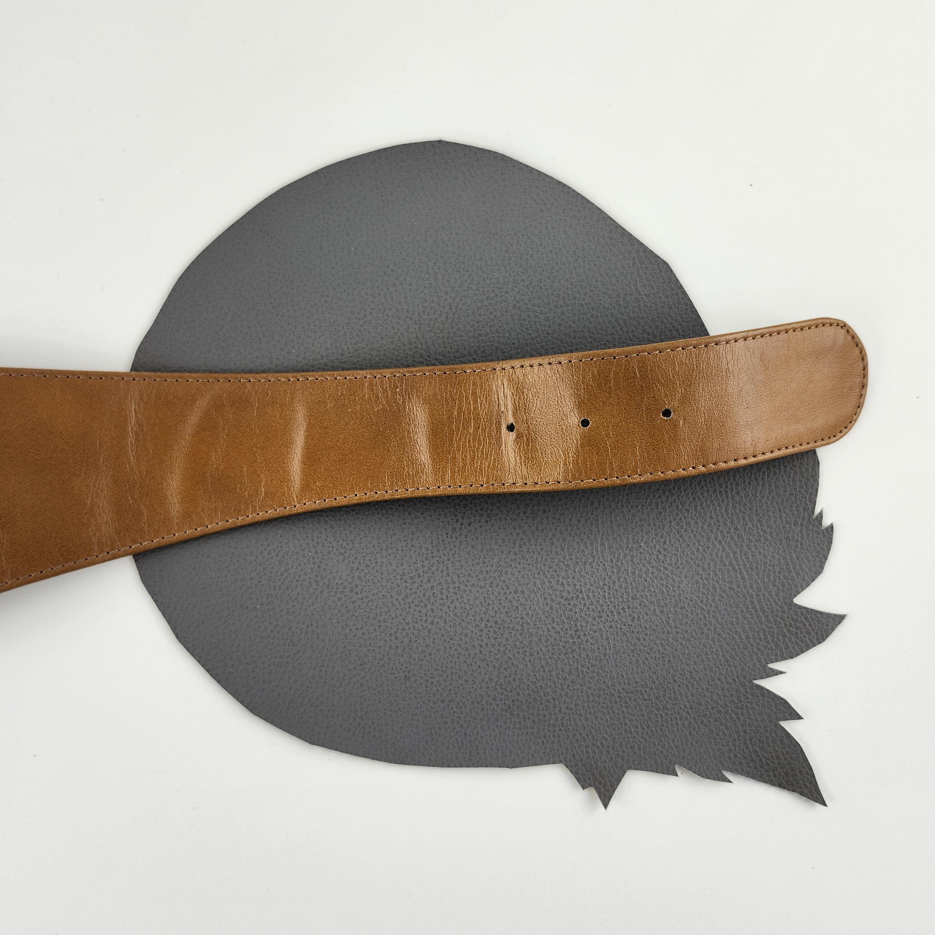 Chestnut Brown V Shaped Asymmetrical Vintage Leather Belt With