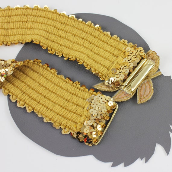 Gold and Rose Gold Sequin Vintage Elastic Belt With Sequin  display picture 2