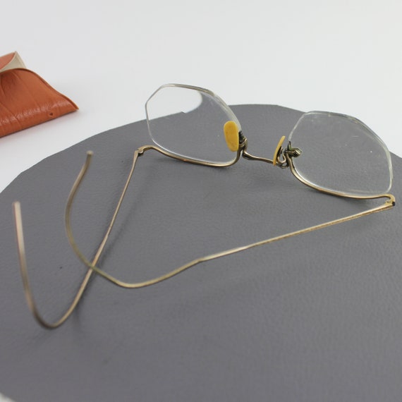 Antique Gold Wire Rimmed Eye Glasses AO numontful… - image 5