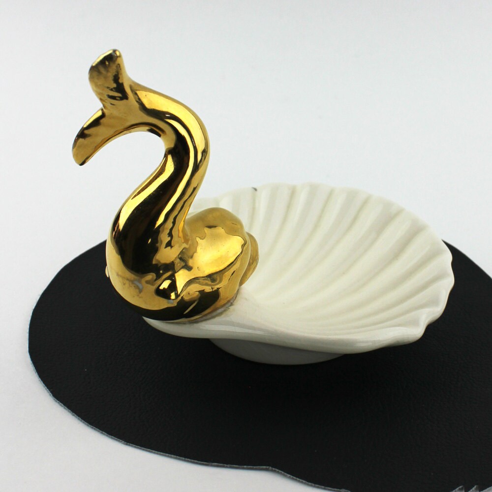 Sea Shell Lucky Lucky Golden Fish and Seashell Soap or Jewelry Vintage Dish - Etsy