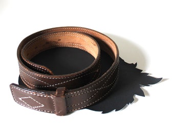 Brown Western Distressed Leather Belt Unisex 33 inches to 37 inches