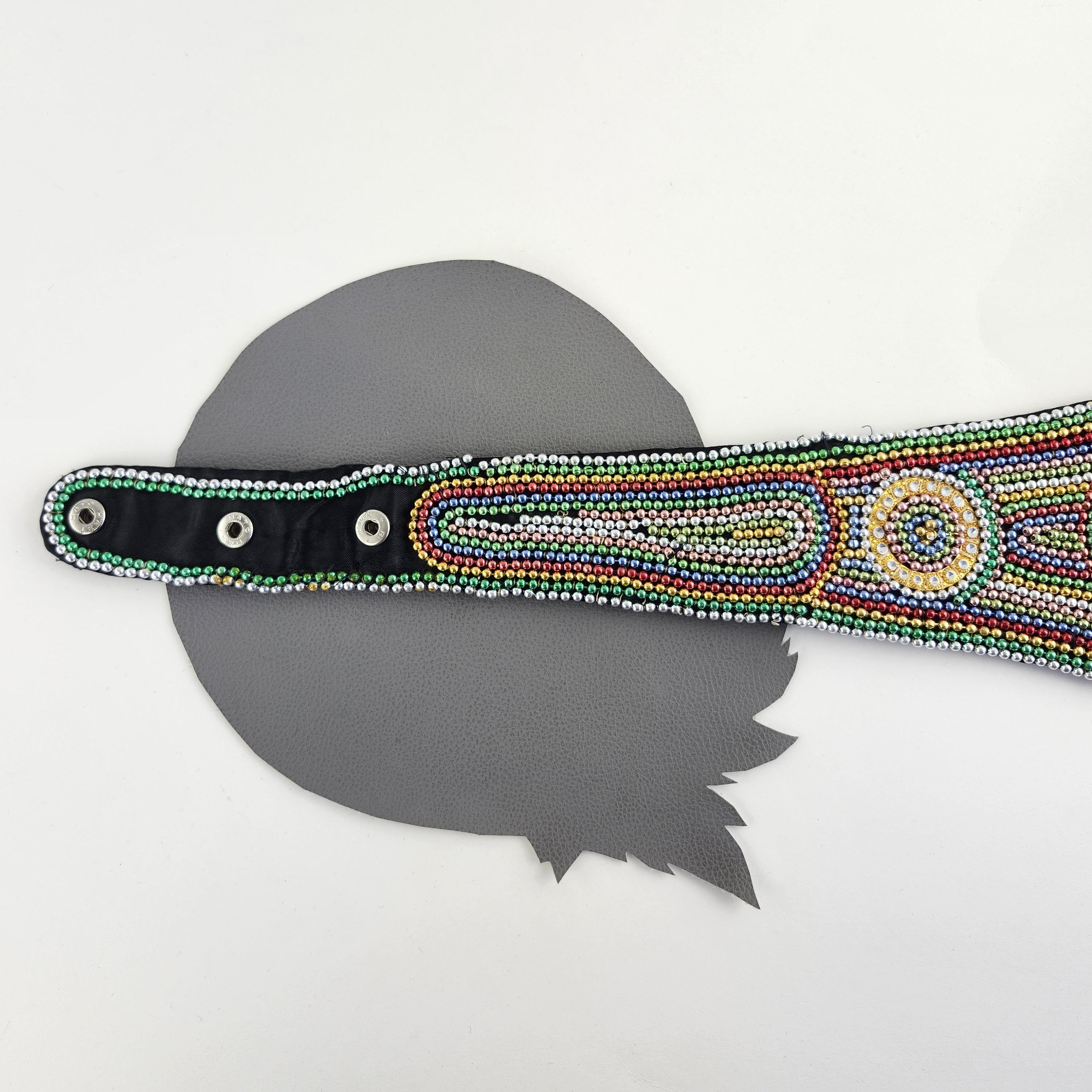 Rainbow Ball & Chain Adorned Vintage Wide Statement Belt 