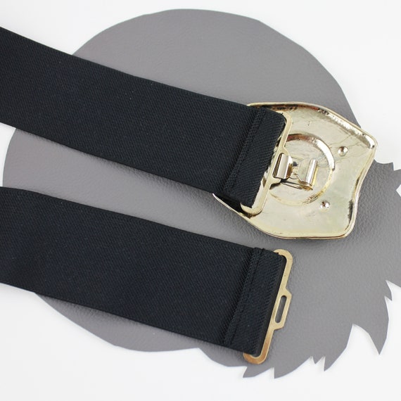 Vintage Black Elastic Belt with Gold Statement Buckle 51r0+uXbzEL._AC_SY350_QL65_.jpg main image 2
