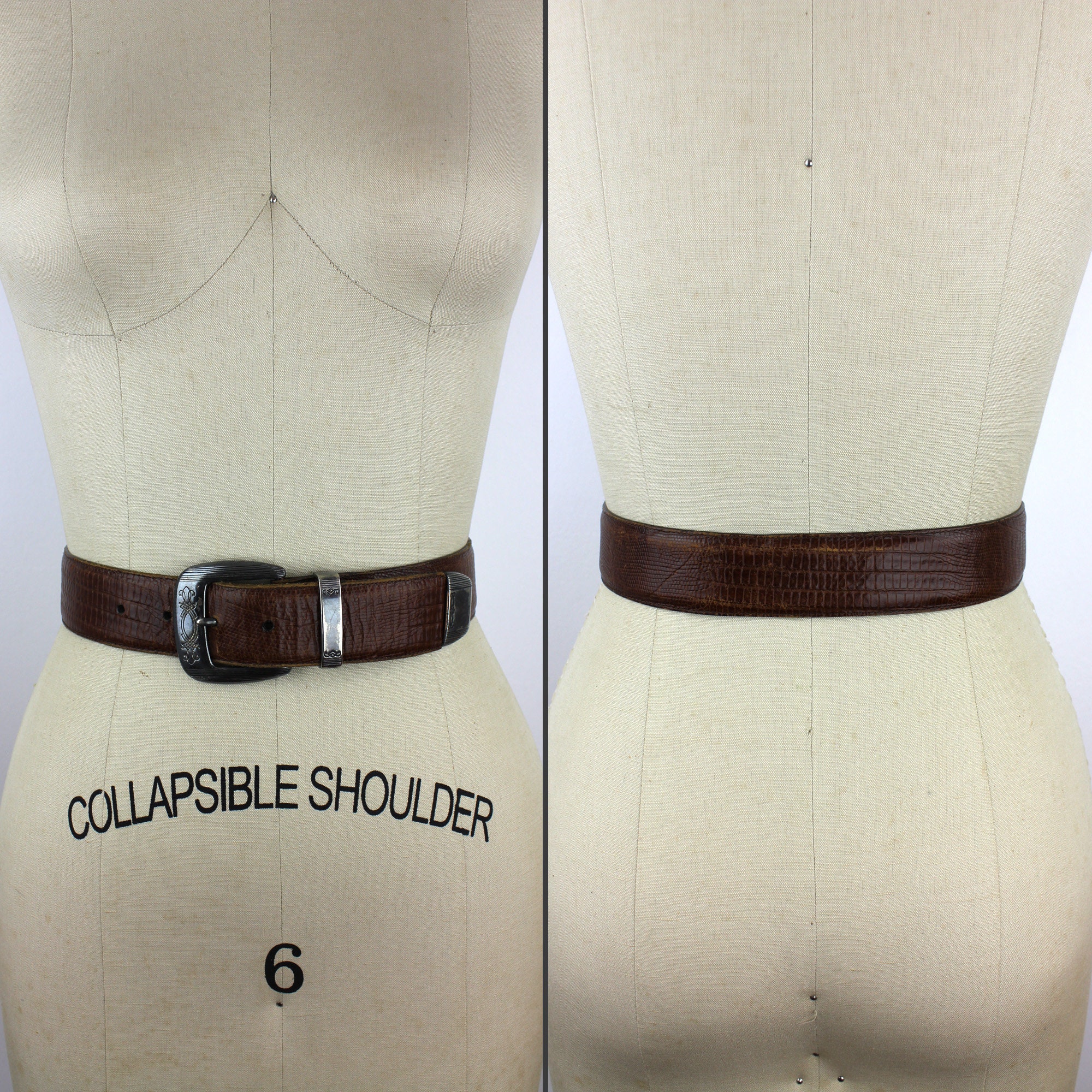 Brown Leather Western Belt With Silver Buckle Size 30 - Etsy