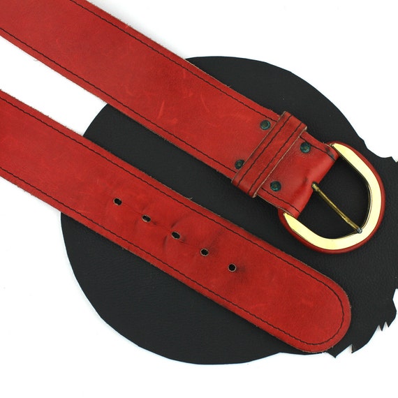 Vintage Rust Orange Distressed Leather Belt size … - image 4