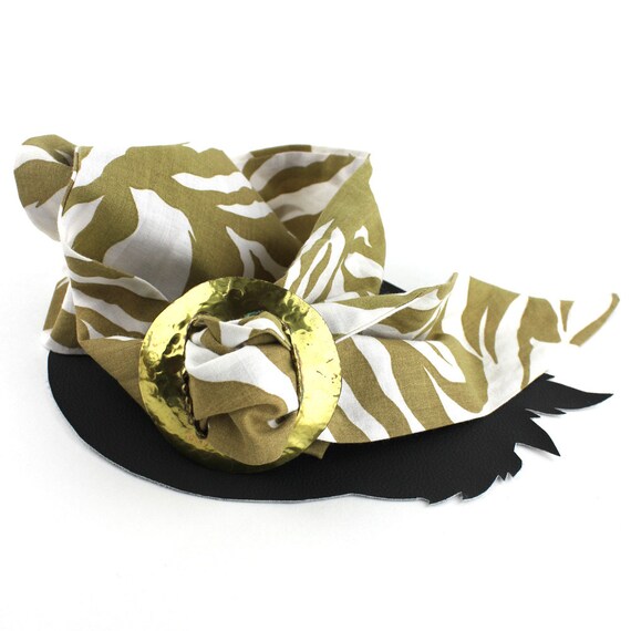 Safari Animal Print Wide Cotton Belt - Khaki & Wh… - image 2