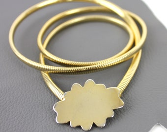 Thin Gold Metal Elastic Belt with Splat Buckle