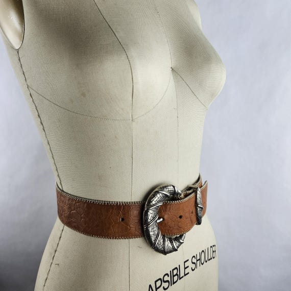 Cinnamon Brown Turtle Shell Pattern Leather Belt … - image 7