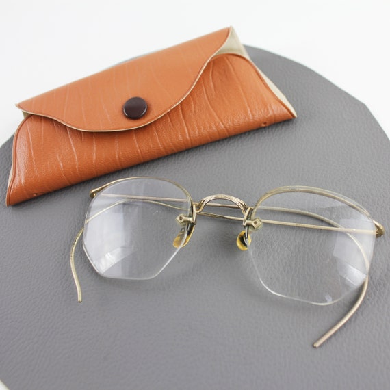 Antique Gold Wire Rimmed Eye Glasses AO numontful… - image 3