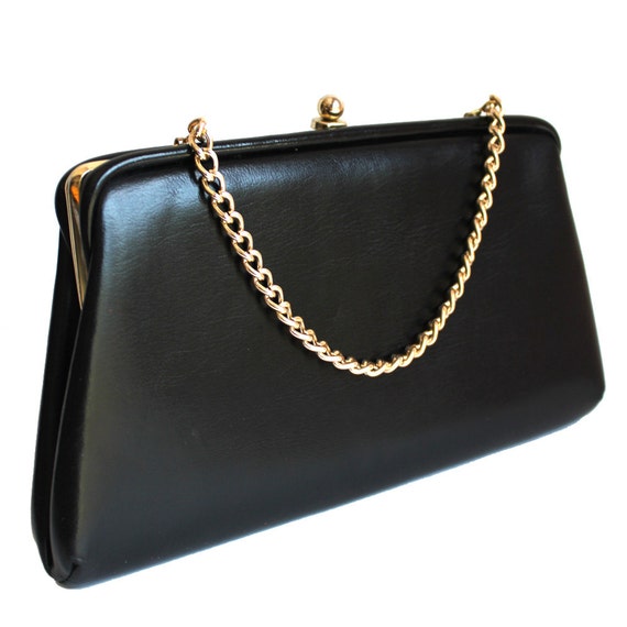 Vintage Black Vinyl Purse or Clutch - image 1