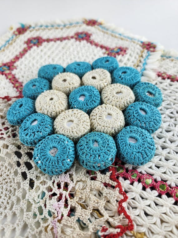 カラフルなヴィンテージニットかぎ針編みトリベットドイリーホット