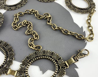 Vintage Italian Bronze Metal Filigree Link Book Chain Belt  display picture 2