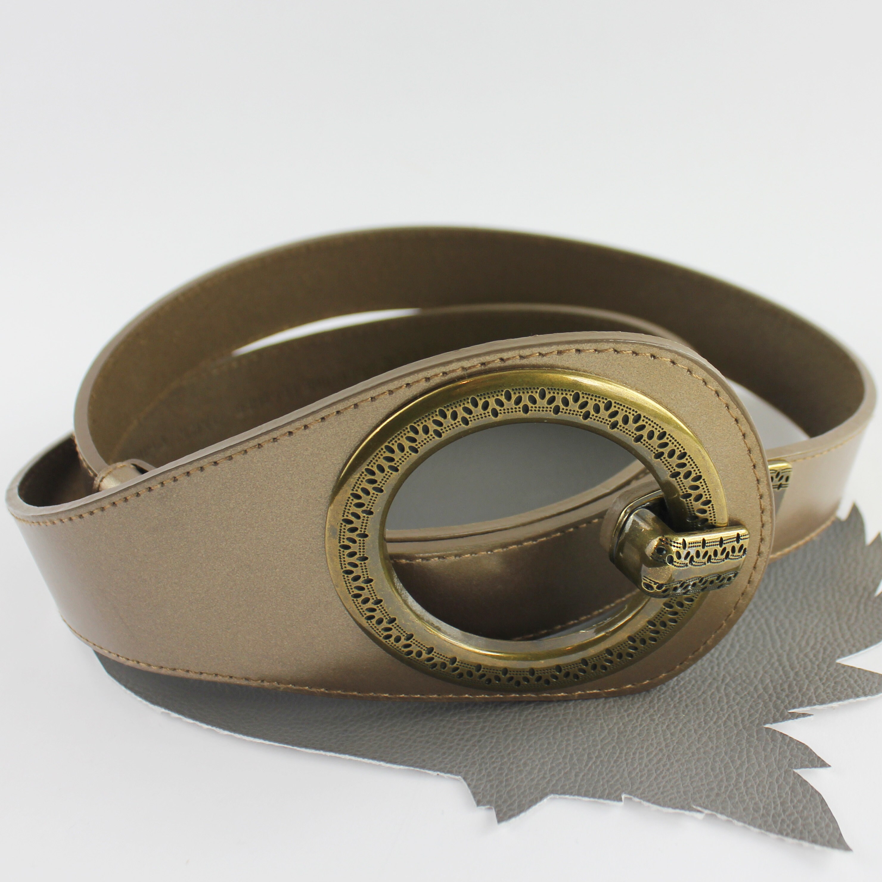 Wide Bronze Leather Vintage Coldwater Creek Belt With Loop 
