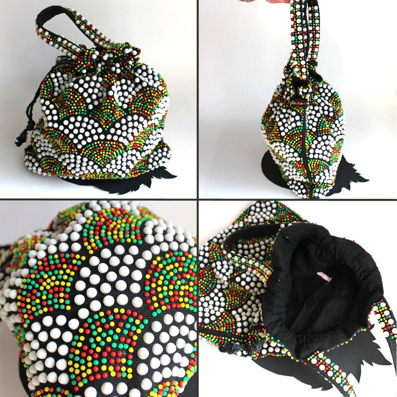 Candy Gumdrop Beaded Red Yellow Green White Black Purse image 3