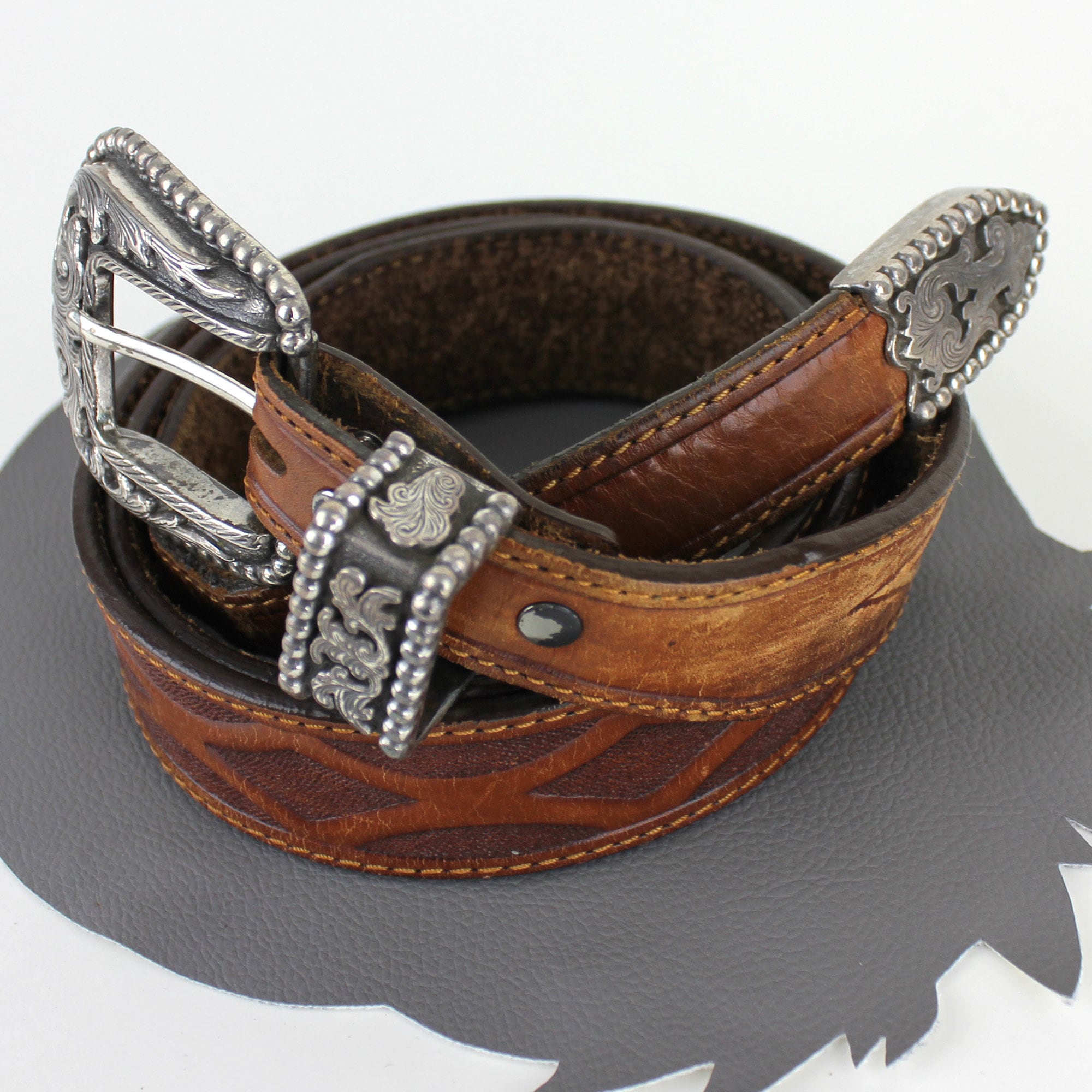 【SPERONE】24SS★ Vintage Western Belt Vintage Oversized Western Belt – Leatherock