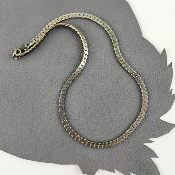 Rainbow Oxidized Silver Colored Flat Chain Neckla… - image 4