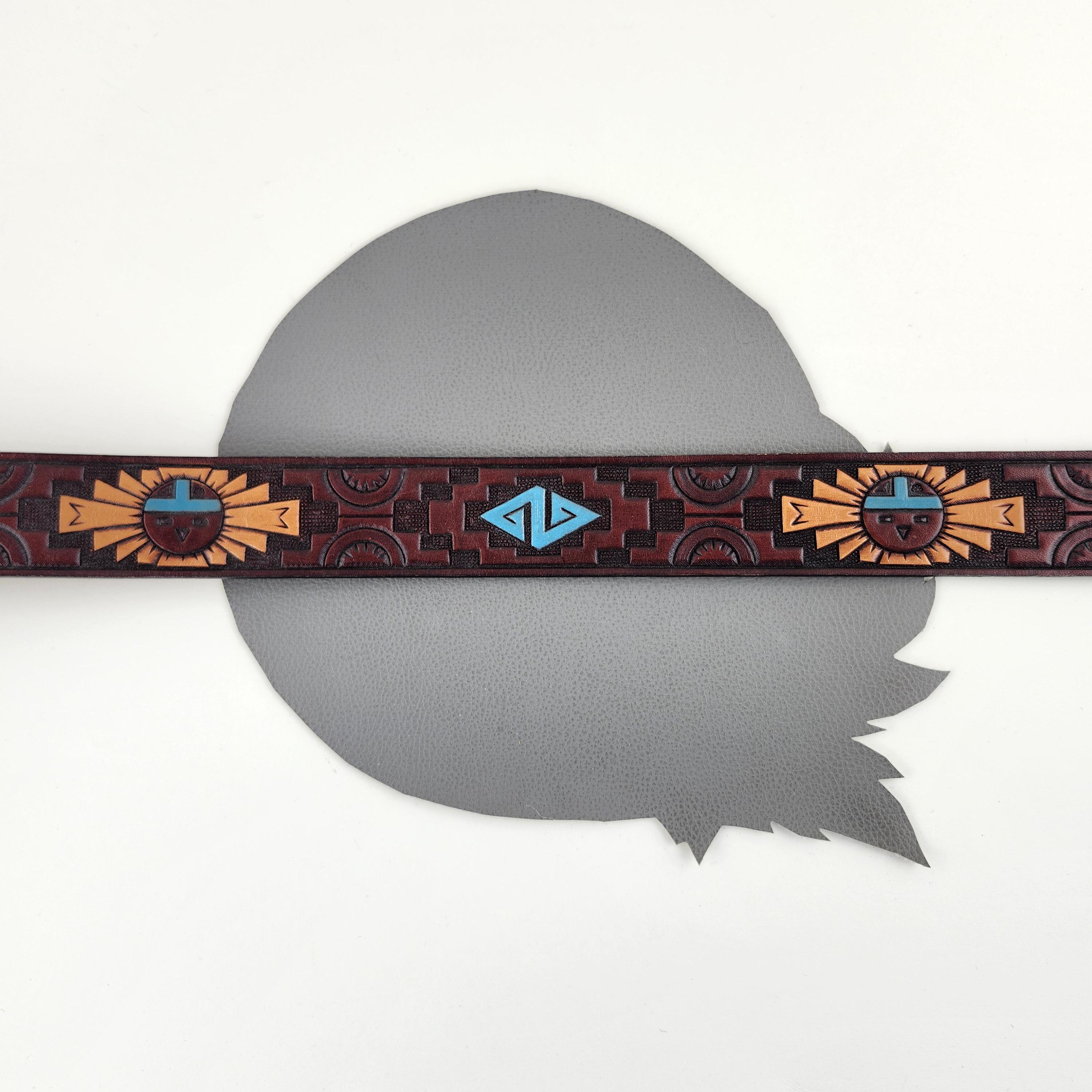 Chambers Teal Leather Western belt Size S/M South west Vintage Chambers Belt Co. Turquoise Look Silver-Tone Road  main image 4