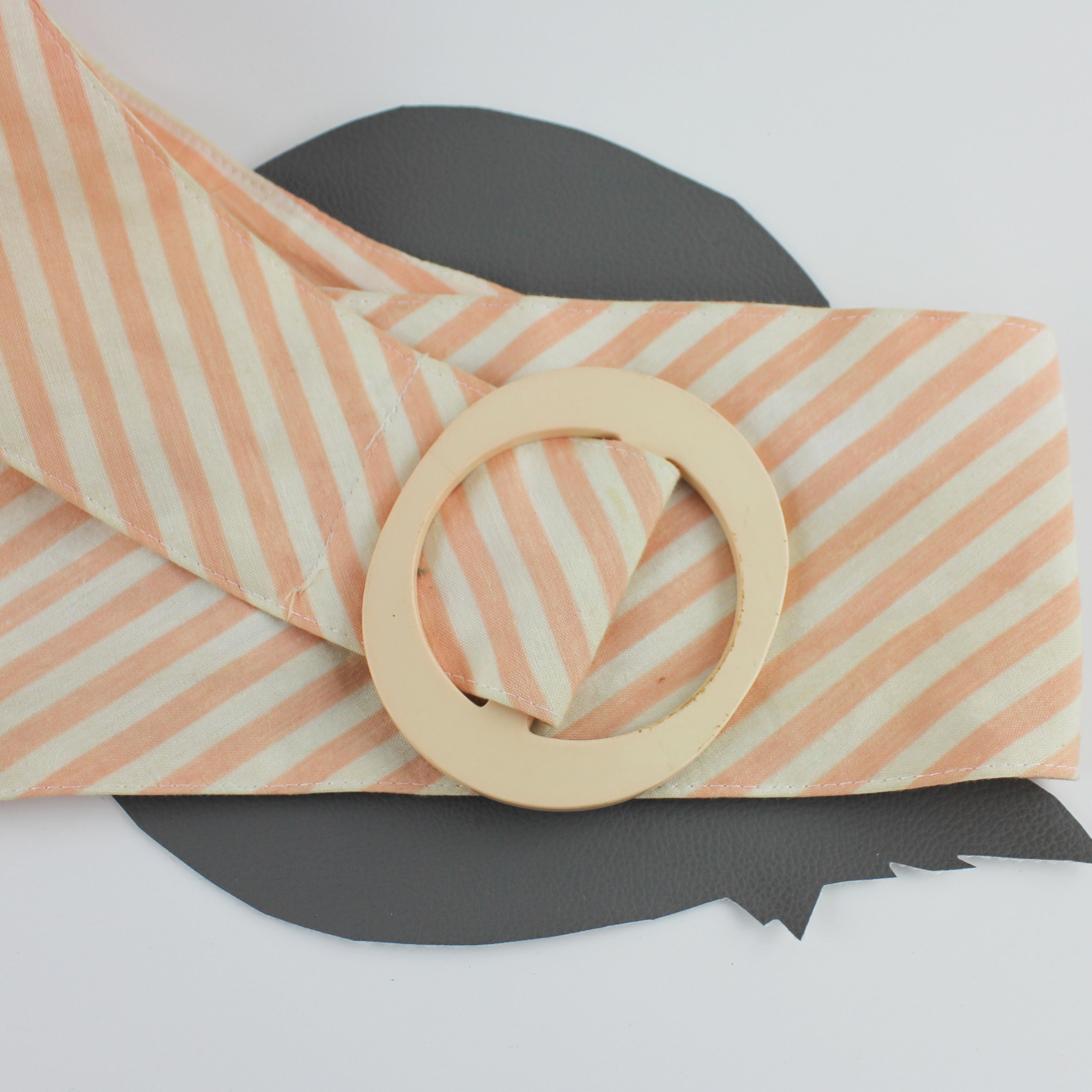 Peach & Cream Stripped Cotton Belt Adjustable up to 30
