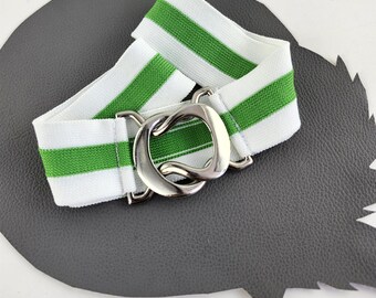 Black and White Strips Waist Elastic Belt/vintage Wide  display picture 1