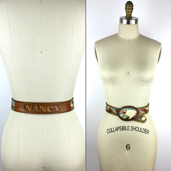 Painted Leather Eagle Tooled Customized "Nancy" B… - image 4