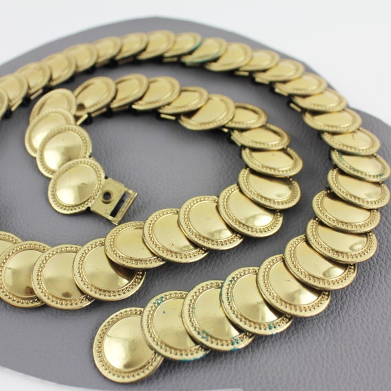 Vintage Metal Stretch Gold Disc Belt Vintage Gold Disc Stretch Belt - Etsy main image 4