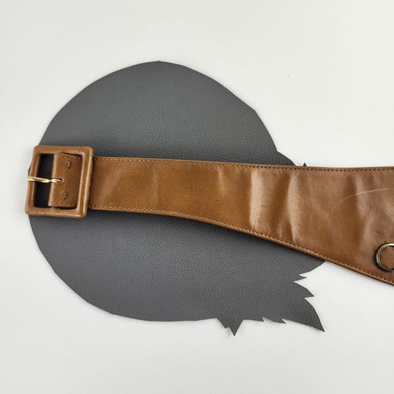 Chestnut Brown V Shaped Asymmetrical Vintage Leather Belt With