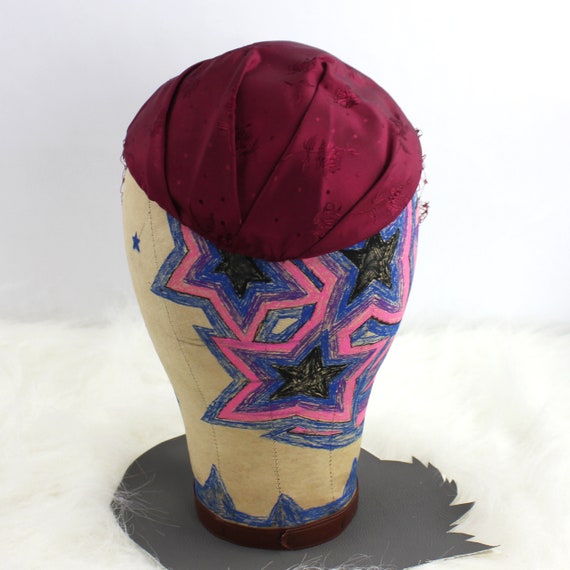 Burgundy Red Vintage Ladies Hat with Lace Veil Ov… - image 7