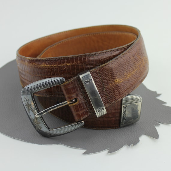 Brown Leather Western Belt With Silver Buckle Size 30 - Etsy display picture 1