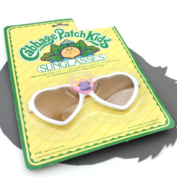 White Cabbage Patch Children s Sunglasses Kids 80s Sunglasses Vintage Little Girl Sunglasses White Pink Purple 1984 Heart Sunglasses