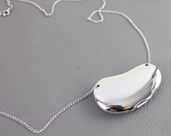 Silver Bean Shaped Pill Box Locket Necklace