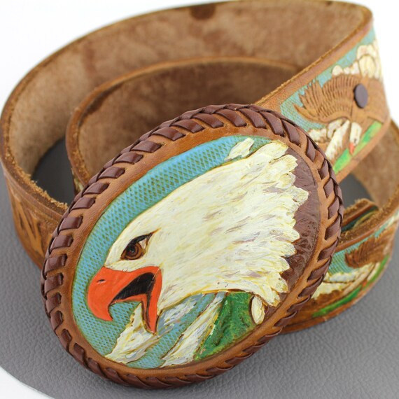 Painted Leather Eagle Tooled Customized "Nancy" B… - image 5