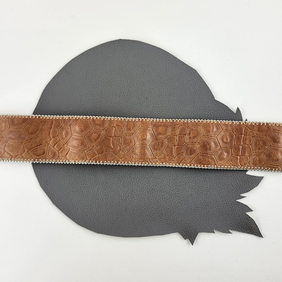 Cinnamon Brown Turtle Shell Pattern Leather Belt … - image 5
