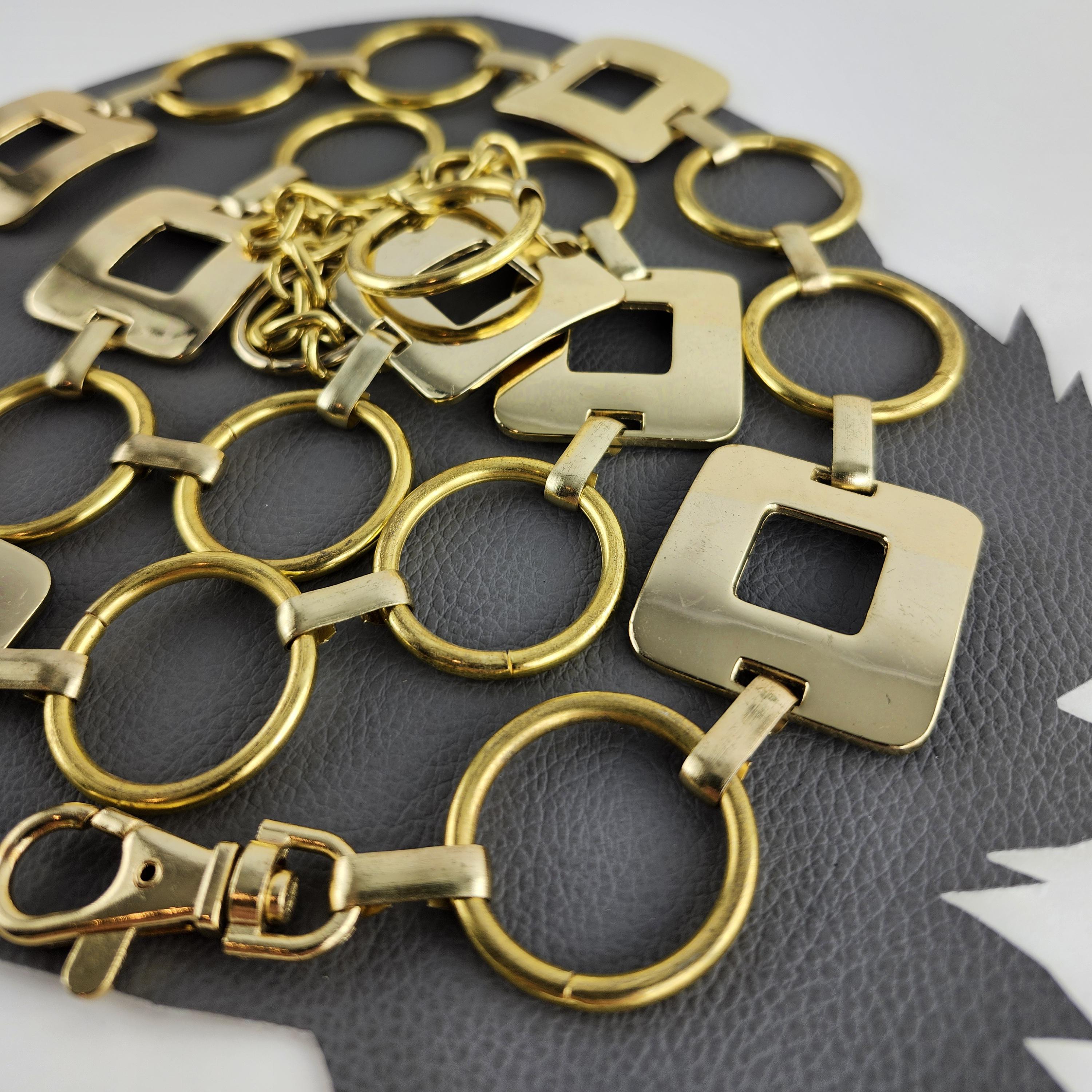 Vintage Gold Square & Circle Metal Chain Link Belt - Fits up  display picture 1
