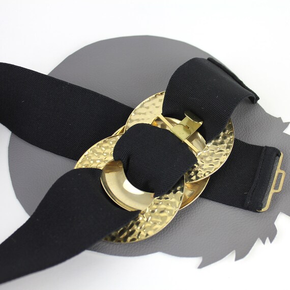 Ceinture élastique Femme Noire - Boucle Dorée Vintage, Taille Unique, Occasion TBE