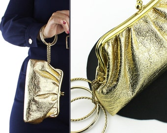 Altered Vintage Gold Vinyl Bracelet Handbag