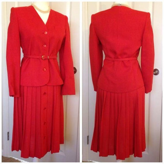 Vintage Pleated Skirt and Jacket Set