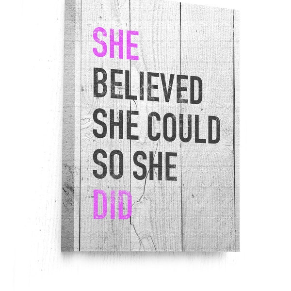 She Believed She Could So She Did Canvas Art With Sayings, Inspirational Quotes, Inspiring Art, Wall Hanging, Wall Art