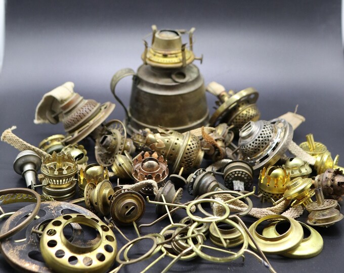 Oil Lamp Parts 44 Piece Lot 1930skerosene Lamp Parts Hurricane Lamp