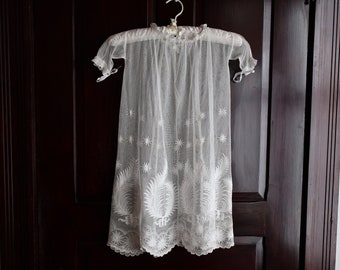 Gorgeous 1800s Handmade French Tambour Lace Christening/Baptismal Gown