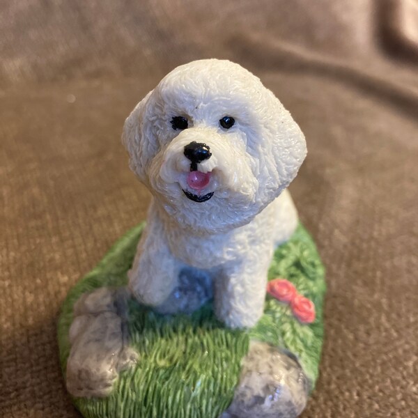 Bichon Frise Marv Art Design Dog, Earl Sherman, '84, Charmstone with original paperwork and original sticker at the base