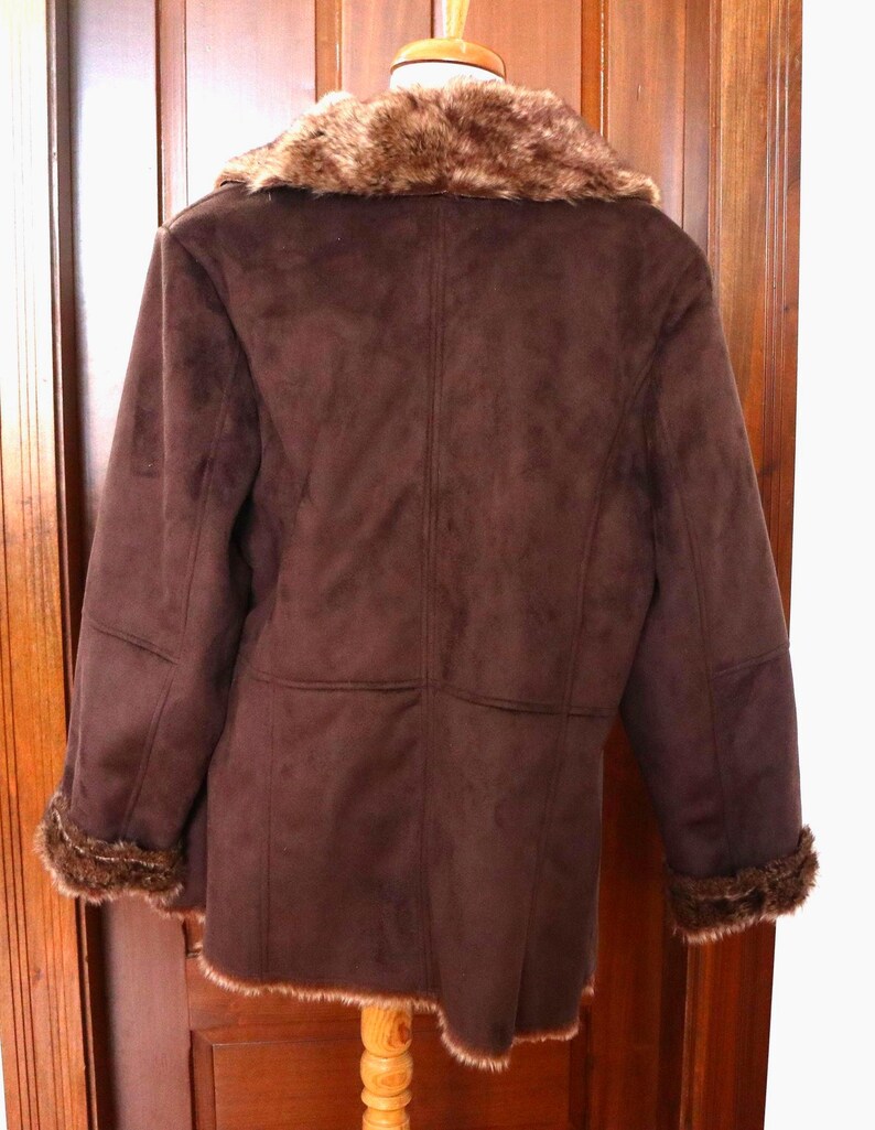 Faux Suede/Fur Jacket in Chocolate Brown - Size -20W Excellent Condition image 4