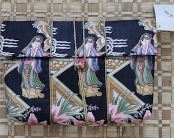 Gwen Jackson Bag with Tag- Silkscreen Reproductions of Ancient Chinese Fabric -Italy