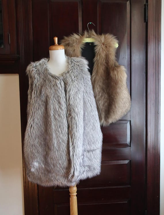 Faux Fur Vests- Two Different Vests Silver Fox Size XL by Rachel
