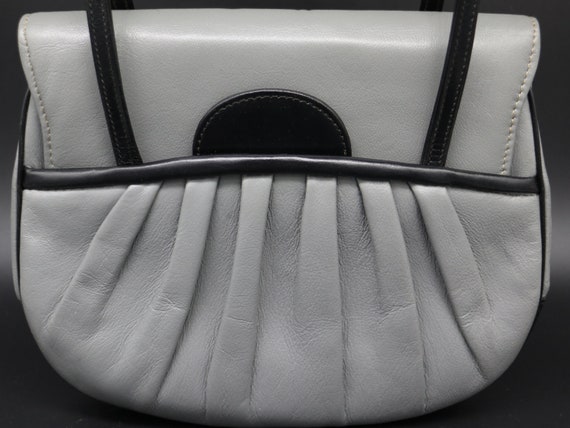 Awesome 80's Gray and Black Leather Pocketbook - image 2