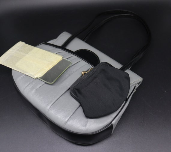 Awesome 80's Gray and Black Leather Pocketbook - image 6