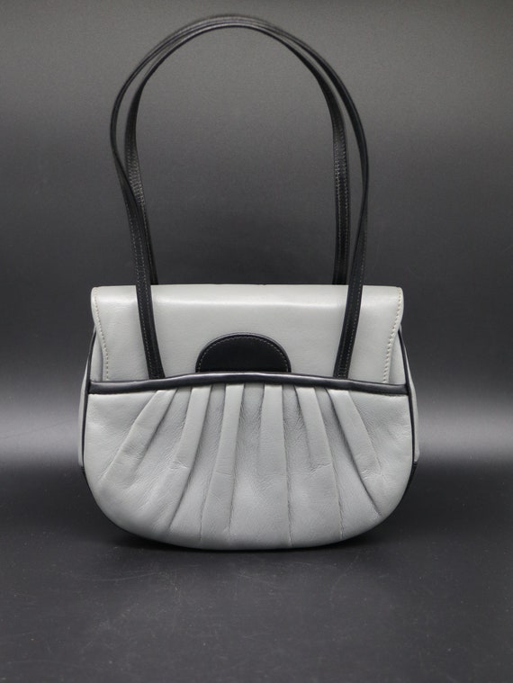 Awesome 80's Gray and Black Leather Pocketbook - image 1