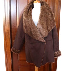 Faux Suede/Fur Jacket in Chocolate Brown - Size -20W Excellent Condition image 1
