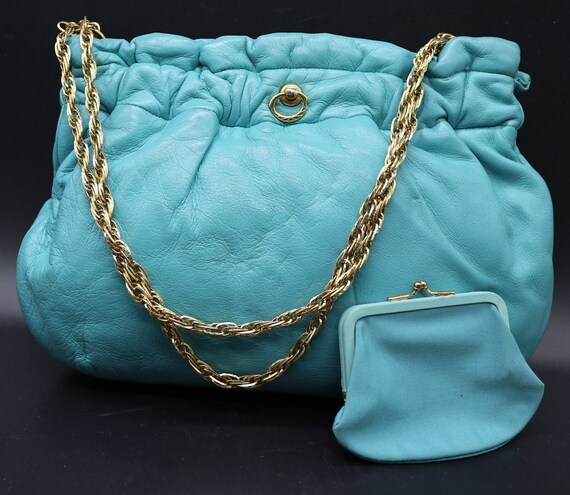 Morris Moskowitz Aqua Blue Pocketbook 1960s Vinta… - image 3