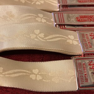 Wright Ribbon 1950's Vintage White Rayon Wright's Ribbon With a White Four Leaf ...