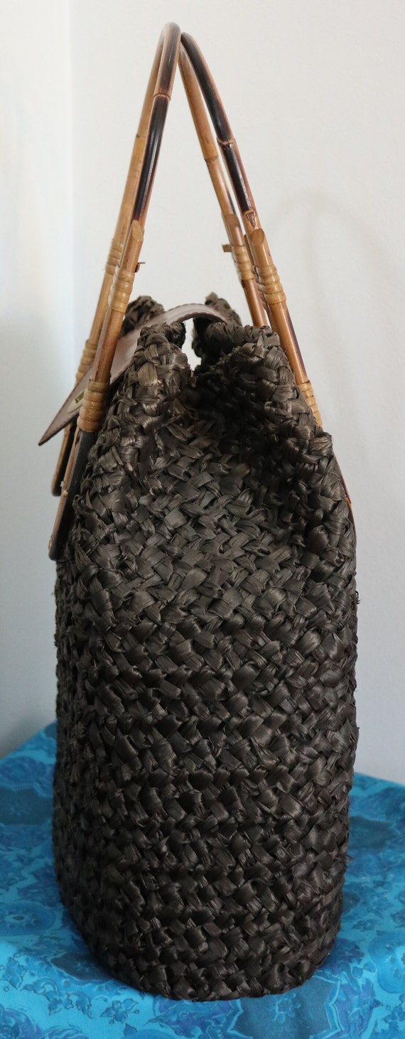 Italian Raffia & Bamboo Handbag 1950s - image 7